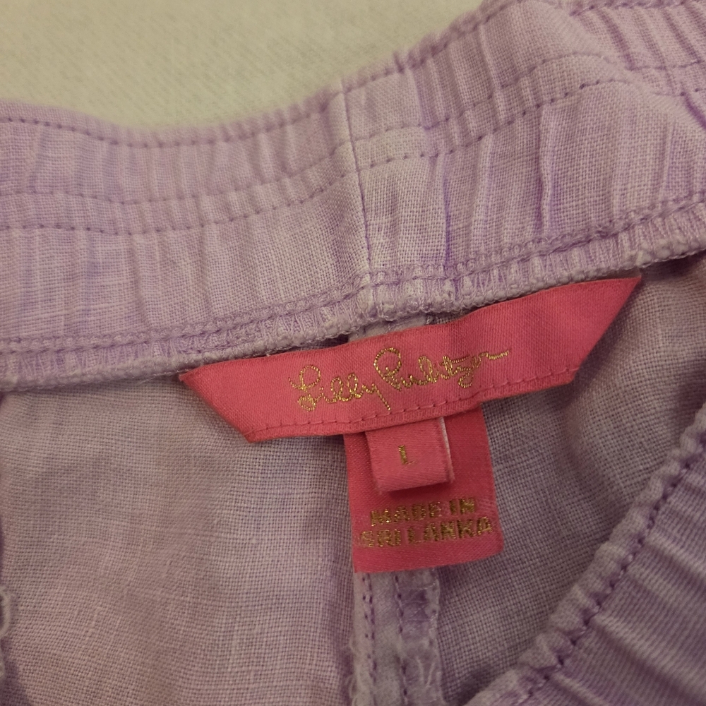 2 PC LILLY PULITZER Callahan Seafoam Montauk | Lavender Brea Linen Shorts 12/L - Picture 11 of 14